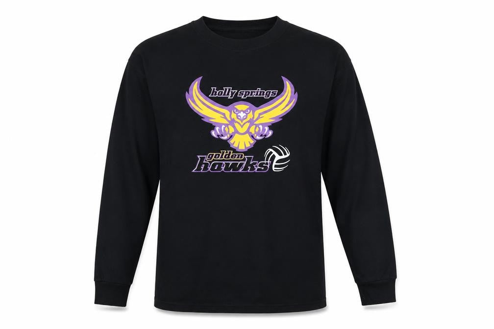Fruit of the Loom Mens Black Long Sleeve Graphic Sports T-Shirt Size M