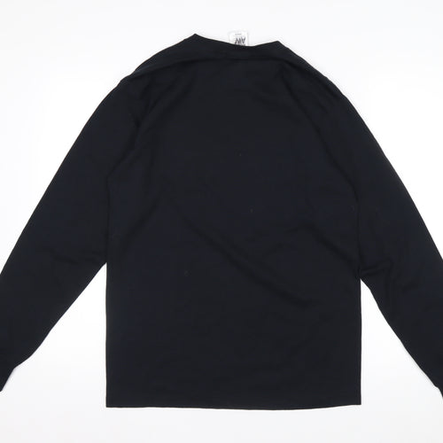 Fruit of the Loom Mens Black Long Sleeve Graphic Sports T-Shirt Size M