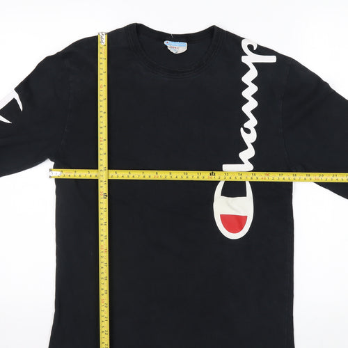 Champion Men's Black Small Long Sleeve Graphic Cotton Top