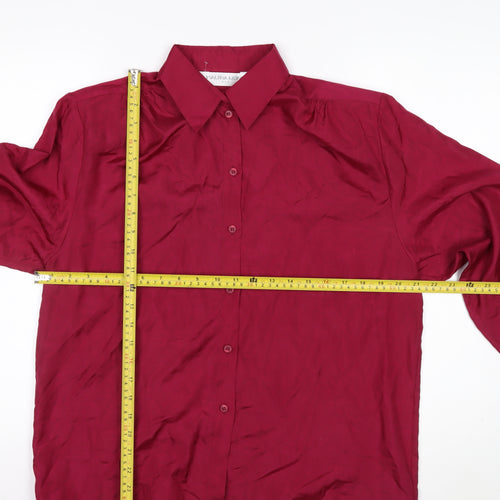Malina Wding Women's Red Silk Long Sleeve Button-Up Shirt Size 12