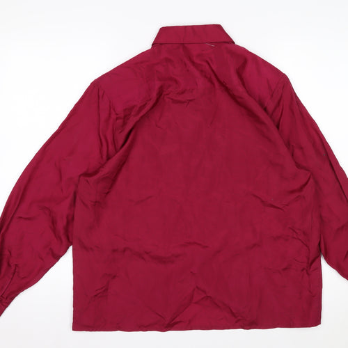 Malina Wding Women's Red Silk Long Sleeve Button-Up Shirt Size 12