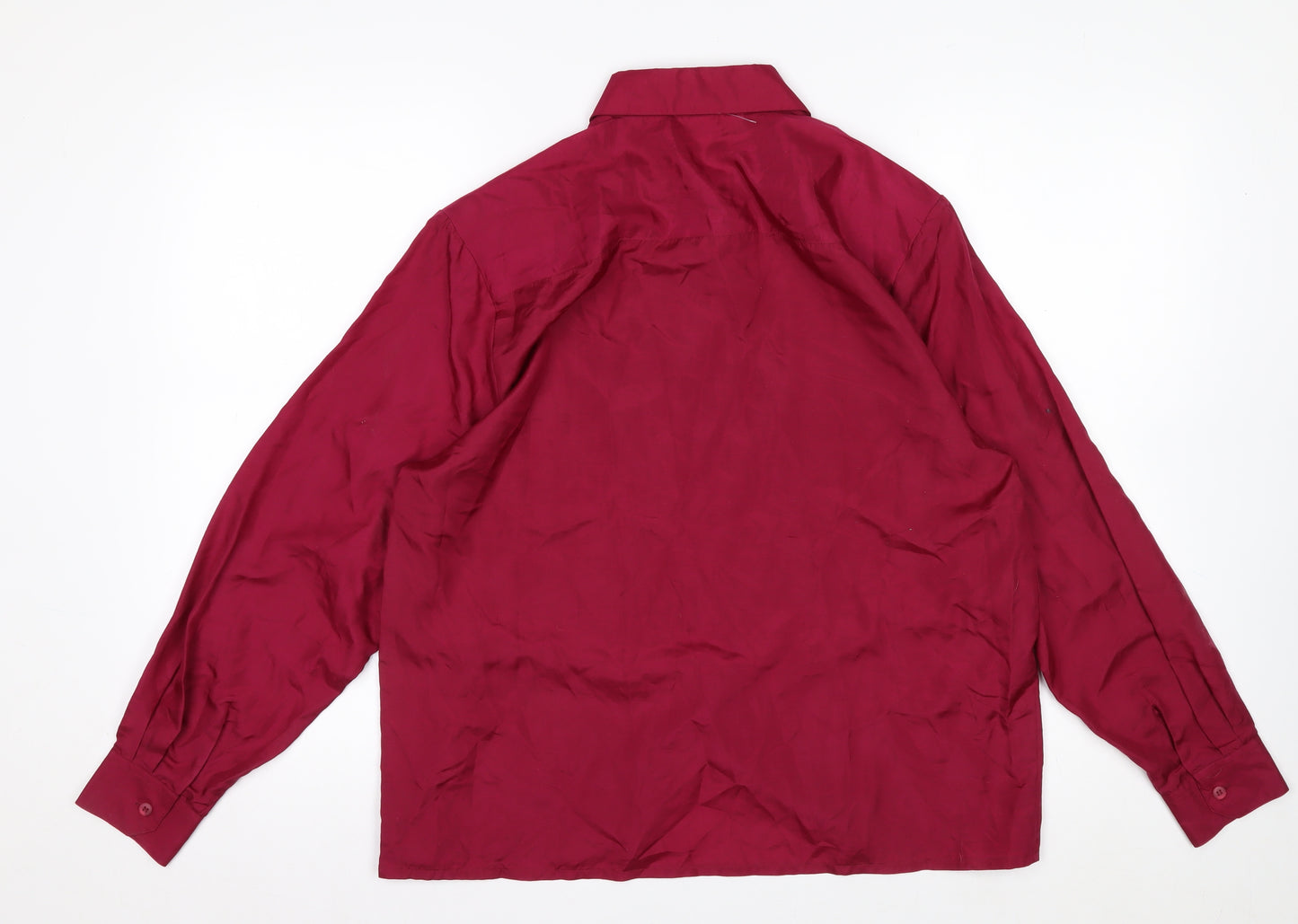 Malina Wding Women's Red Silk Long Sleeve Button-Up Shirt Size 12
