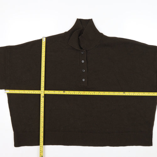 ASOS Design Women Brown Acrylic Henley Jumper Size L 16-18