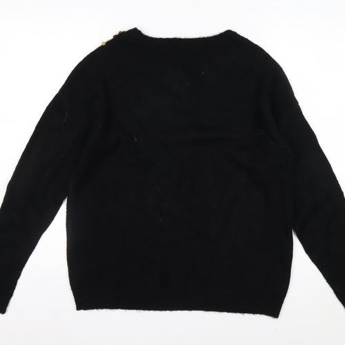Blancheporte Womens Black Sequin Crew Neck Long Sleeve Jumper Size 12