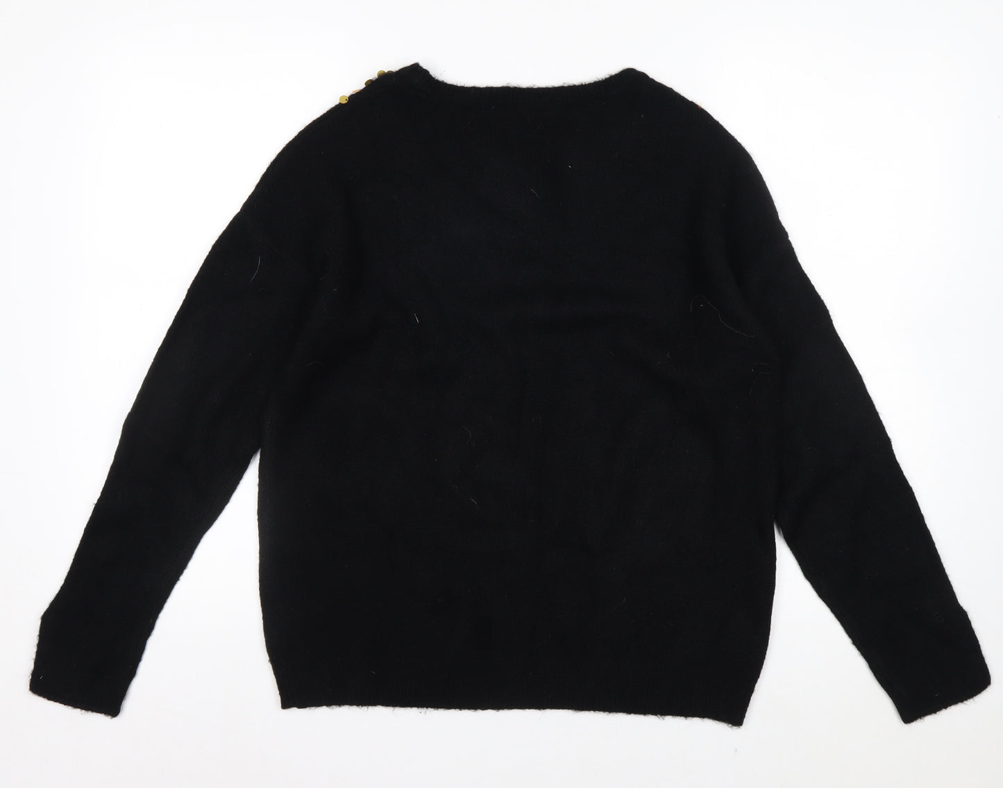 Blancheporte Womens Black Sequin Crew Neck Long Sleeve Jumper Size 12