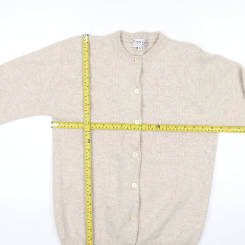 Country Collection Women's Beige Wool Cardigan L Cable Knit
