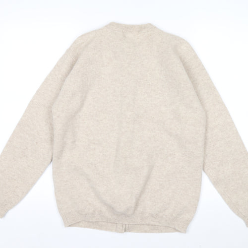 Country Collection Women's Beige Wool Cardigan L Cable Knit