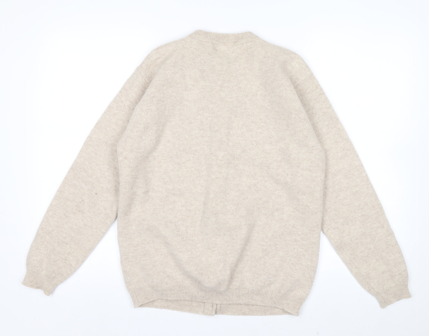 Country Collection Women's Beige Wool Cardigan L Cable Knit