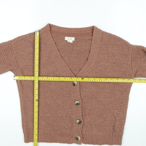 Fat Face Women’s Brown Cotton Knit Cardigan Size 12 V-Neck