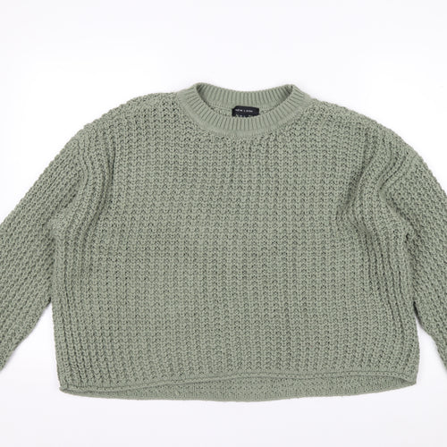 New Look Women's Green Chunky Knit Relaxed Pullover Jumper Size S