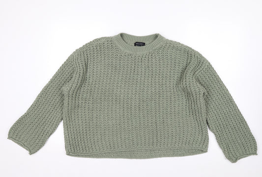 New Look Women's Green Chunky Knit Relaxed Pullover Jumper Size S