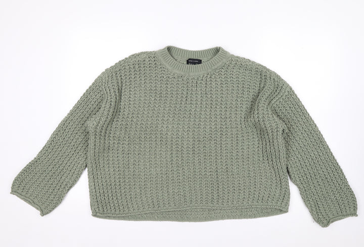 New Look Women's Green Chunky Knit Relaxed Pullover Jumper Size S