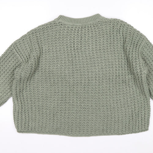 New Look Women's Green Chunky Knit Relaxed Pullover Jumper Size S