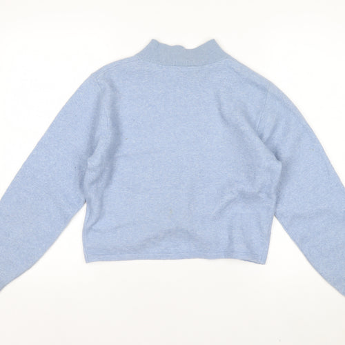& Other Stories Women Blue Wool Blend Mock Neck Twist Knit Jumper Size 10