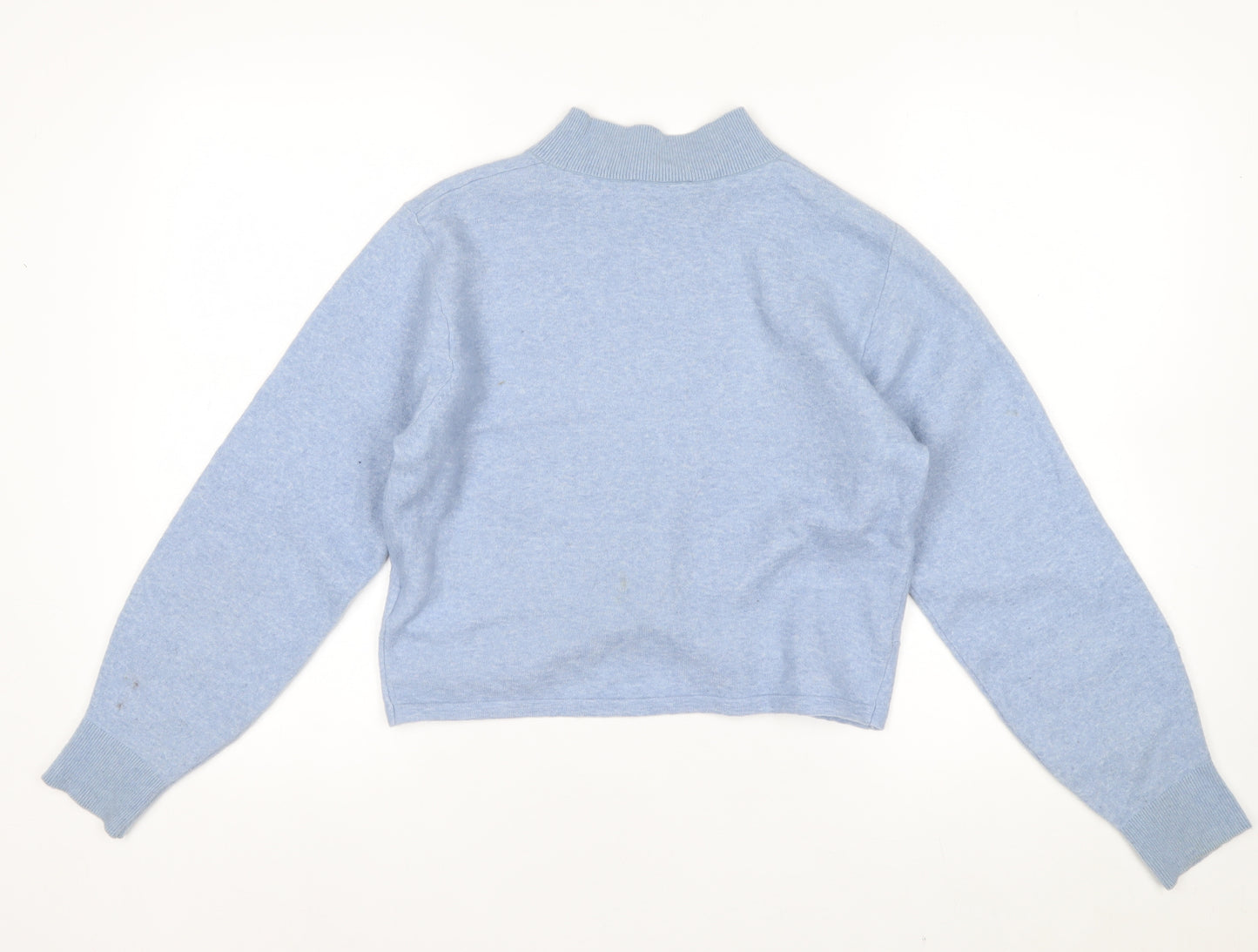 & Other Stories Women Blue Wool Blend Mock Neck Twist Knit Jumper Size 10