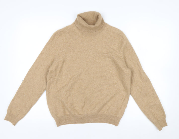 Marks and Spencer Women Beige Roll Neck 100% Cashmere Jumper Size 16