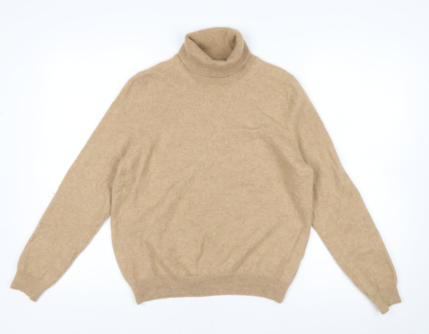 Marks and Spencer Women Beige Roll Neck 100% Cashmere Jumper Size 16