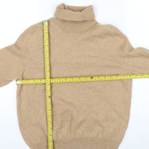 Marks and Spencer Women Beige Roll Neck 100% Cashmere Jumper Size 16