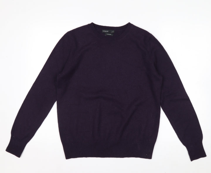 Marks and Spencer Women Purple 100% Cashmere Crew Neck Jumper Size 10