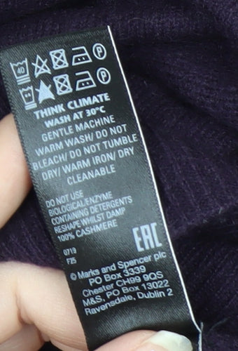 Marks and Spencer Women Purple 100% Cashmere Crew Neck Jumper Size 10