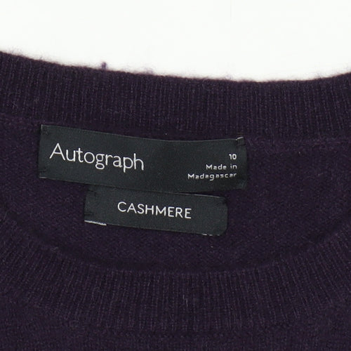 Marks and Spencer Women Purple 100% Cashmere Crew Neck Jumper Size 10