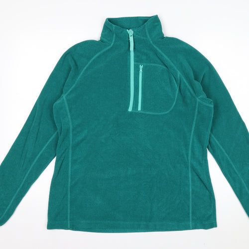 Mountain Warehouse Women Green Fleece 1/2 Zip Pullover UK 14
