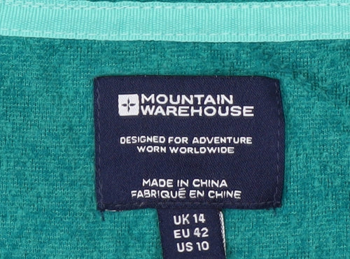 Mountain Warehouse Women Green Fleece 1/2 Zip Pullover UK 14
