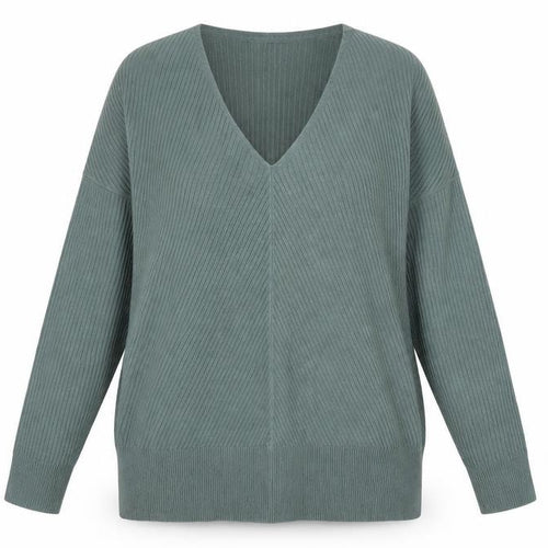 Nutmeg Women Green V-Neck Long Sleeve Pullover Jumper Size 10