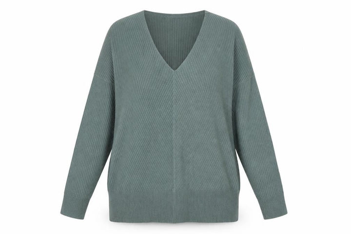 Nutmeg Women Green V-Neck Long Sleeve Pullover Jumper Size 10
