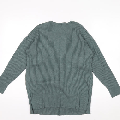 Nutmeg Women Green V-Neck Long Sleeve Pullover Jumper Size 10