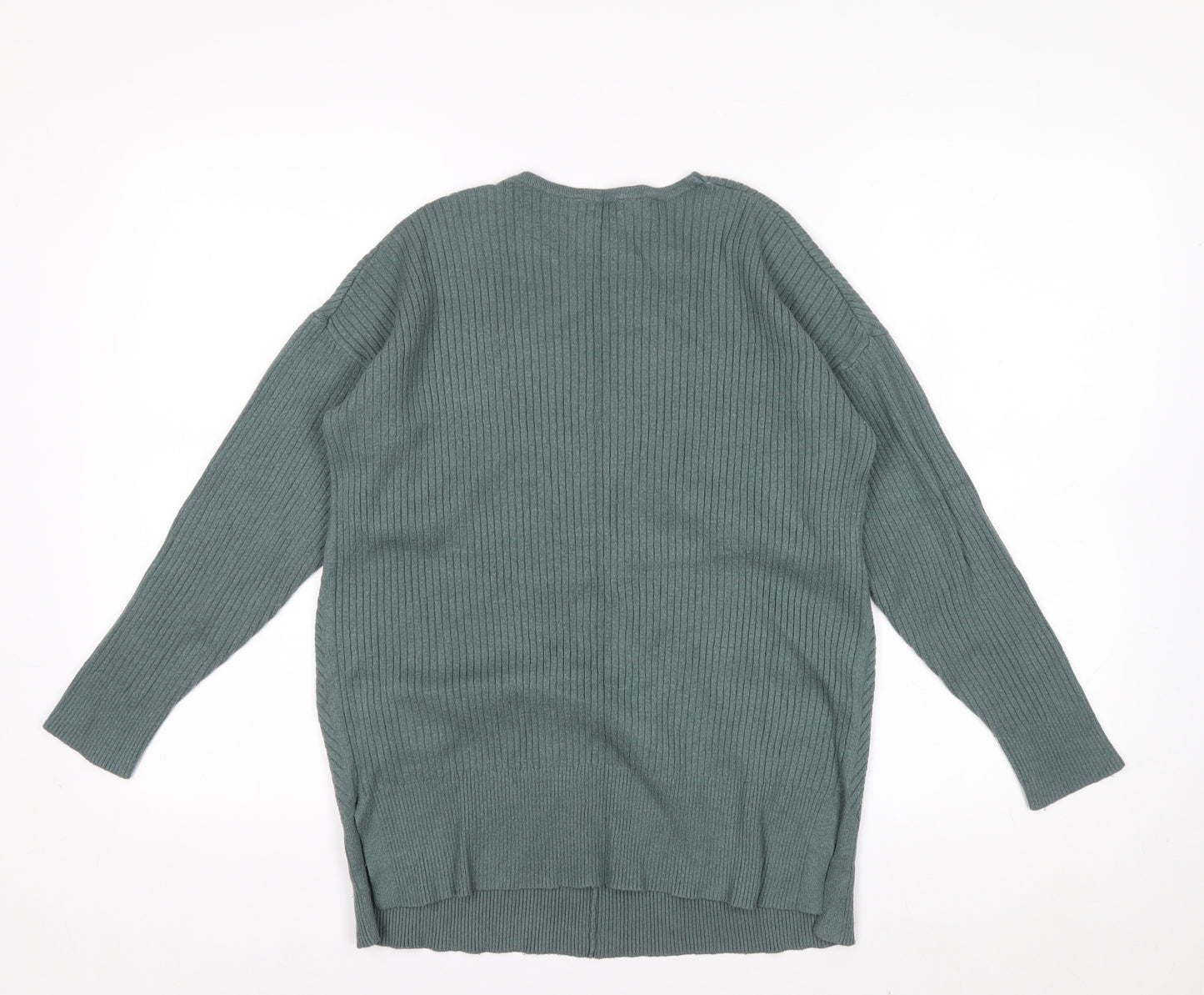 Nutmeg Women Green V-Neck Long Sleeve Pullover Jumper Size 10