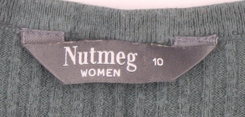 Nutmeg Women Green V-Neck Long Sleeve Pullover Jumper Size 10