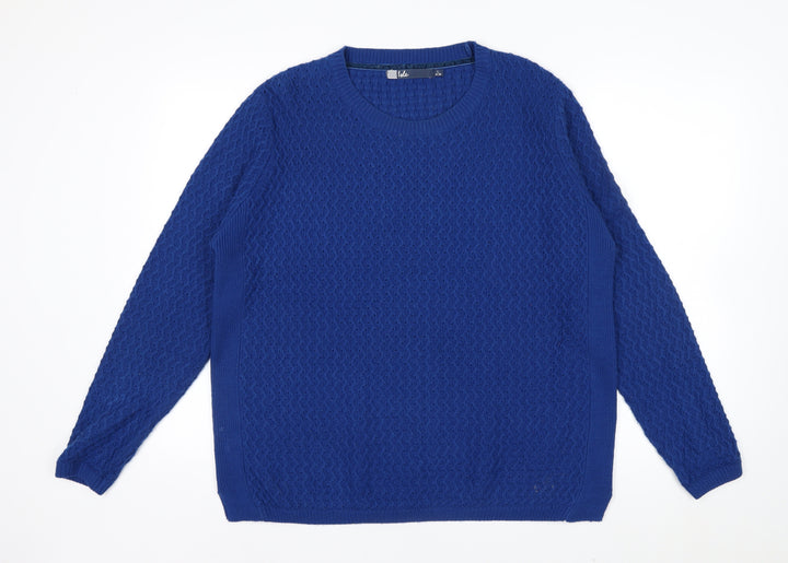 Isle Women Blue Acrylic Cable-Knit Jumper Size 18-20