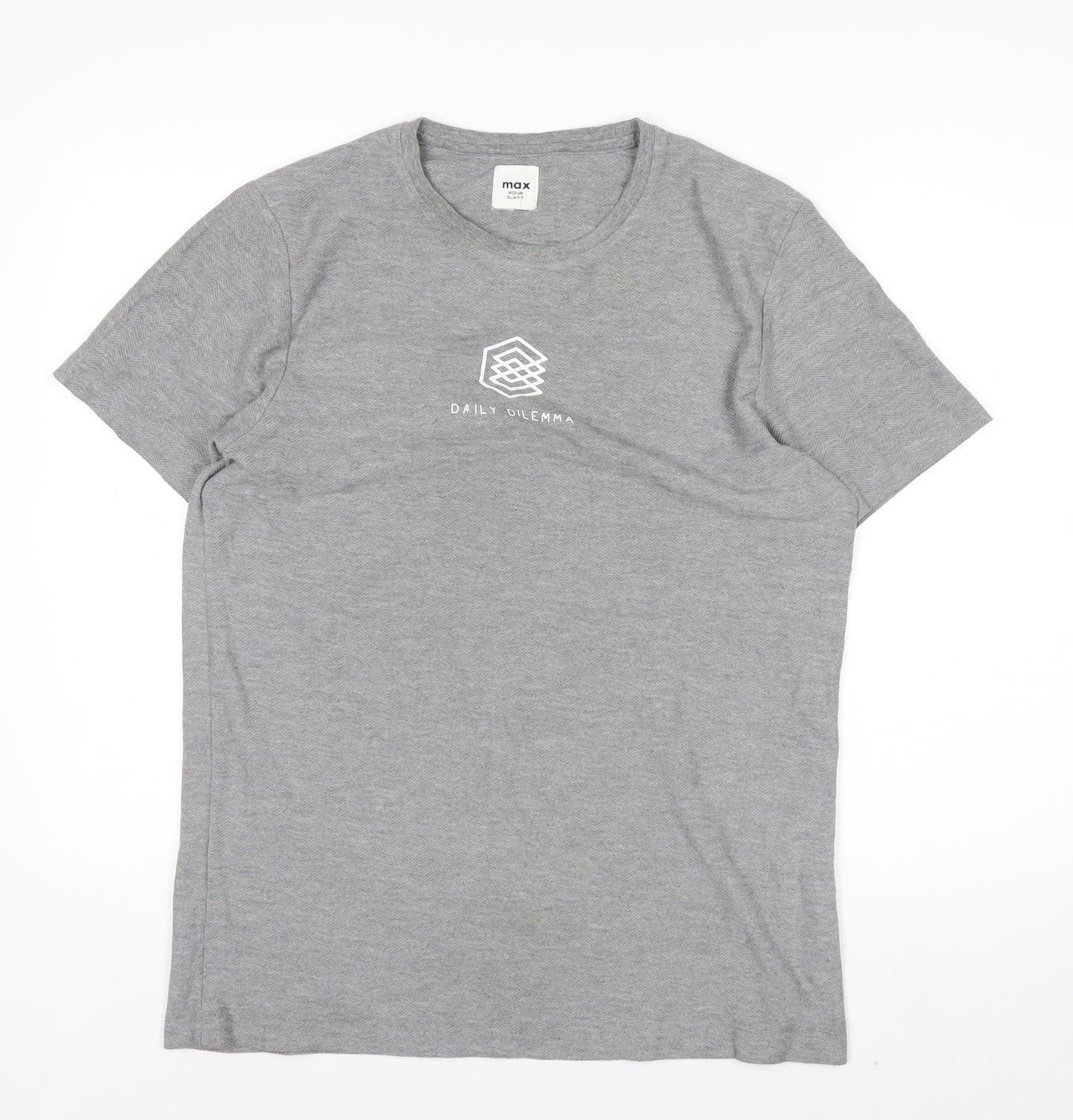 Max Mens Grey Slim Fit Crew Neck Short Sleeve T-Shirt M
