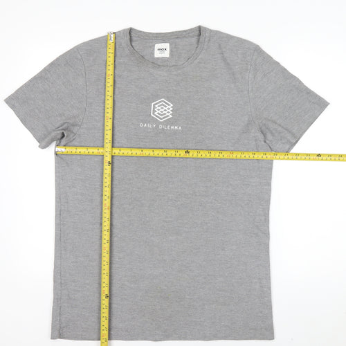 Max Mens Grey Slim Fit Crew Neck Short Sleeve T-Shirt M