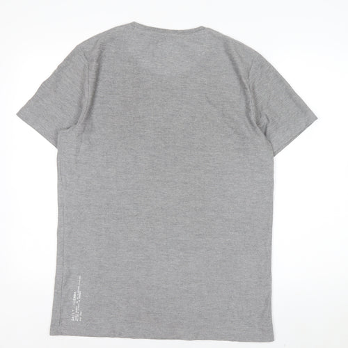 Max Mens Grey Slim Fit Crew Neck Short Sleeve T-Shirt M