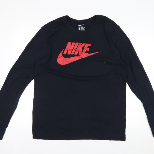 Nike Men's Black Long Sleeve Athletic Fit Graphic Tee L