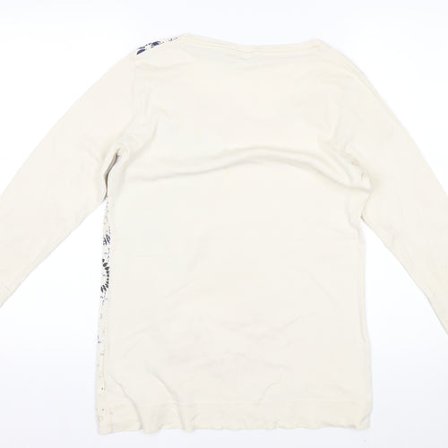 Marks and Spencer Women’s Ivory Floral Long Sleeve Cotton T-Shirt Size 16