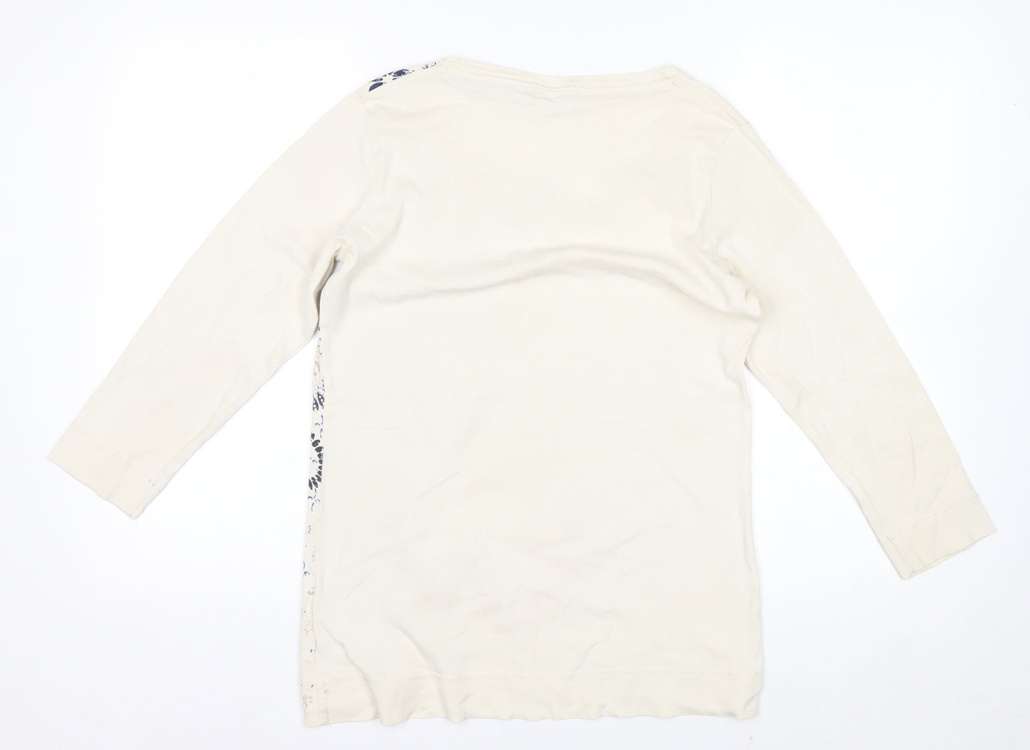 Marks and Spencer Women’s Ivory Floral Long Sleeve Cotton T-Shirt Size 16