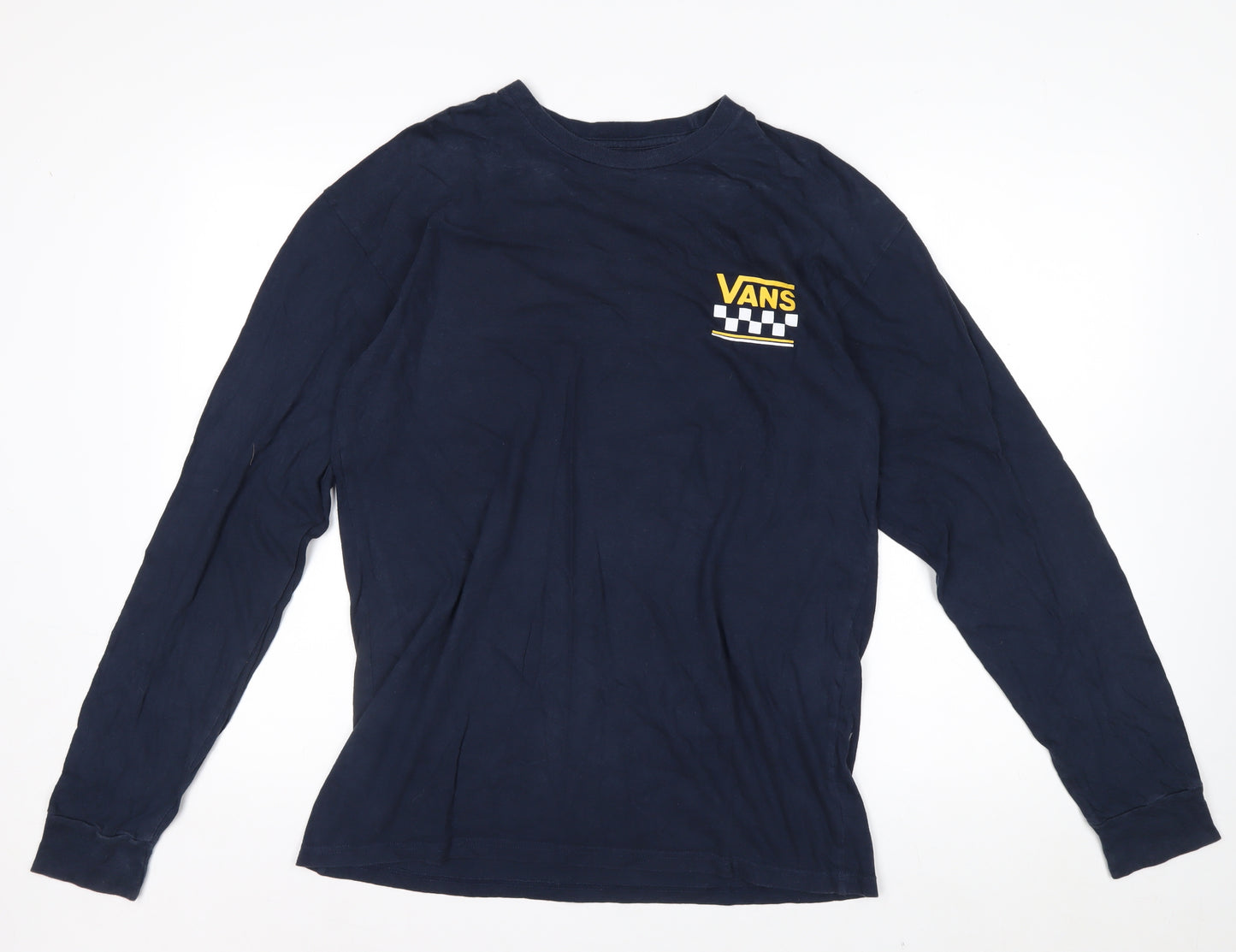 Vans Men's Blue Long Sleeve Graphic Cotton T-Shirt Medium