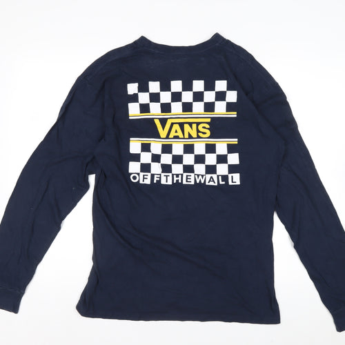 Vans Men's Blue Long Sleeve Graphic Cotton T-Shirt Medium
