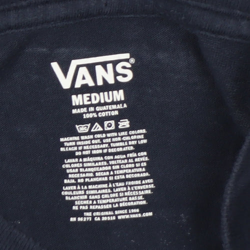 Vans Men's Blue Long Sleeve Graphic Cotton T-Shirt Medium