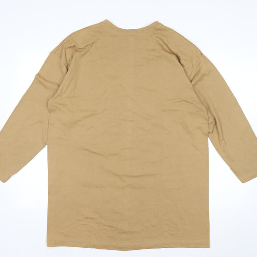 Jouly Women Brown Animal Print Long Sleeve Vintage T-Shirt One Size