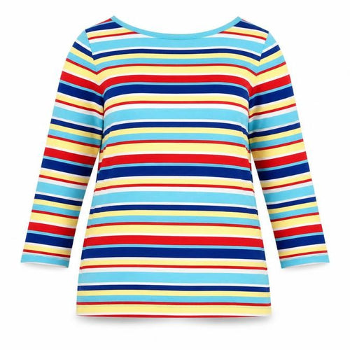 Talbots Women’s Multicoloured Striped Long Sleeve Boat Neck Jersey Top Size M
