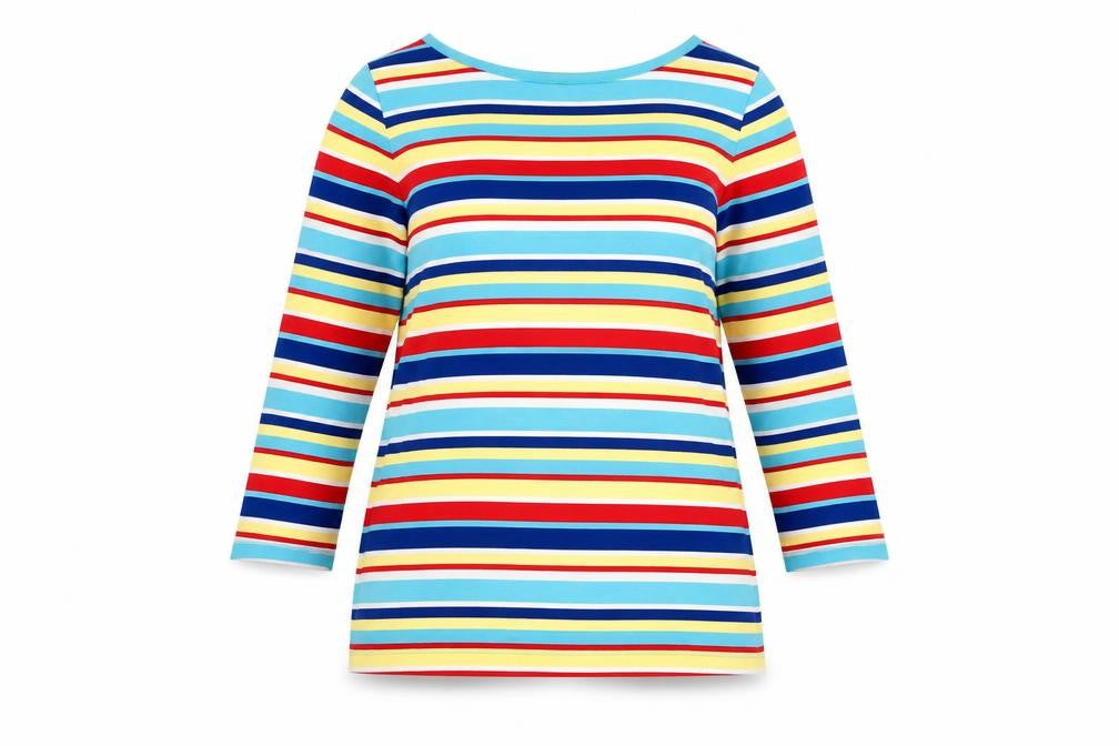 Talbots Women’s Multicoloured Striped Long Sleeve Boat Neck Jersey Top Size M