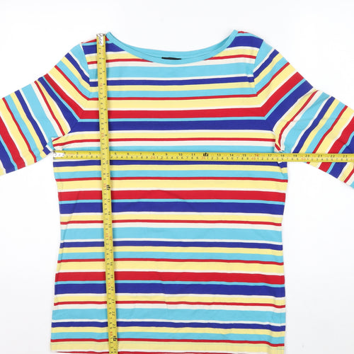 Talbots Women’s Multicoloured Striped Long Sleeve Boat Neck Jersey Top Size M