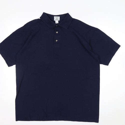 Anvil Men's Blue Short Sleeve Cotton Polo Shirt Size L