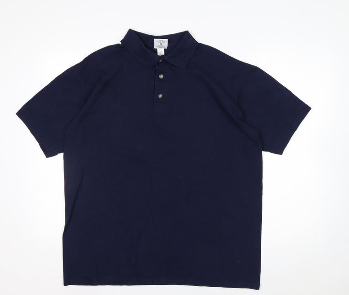 Anvil Men's Blue Short Sleeve Cotton Polo Shirt Size L