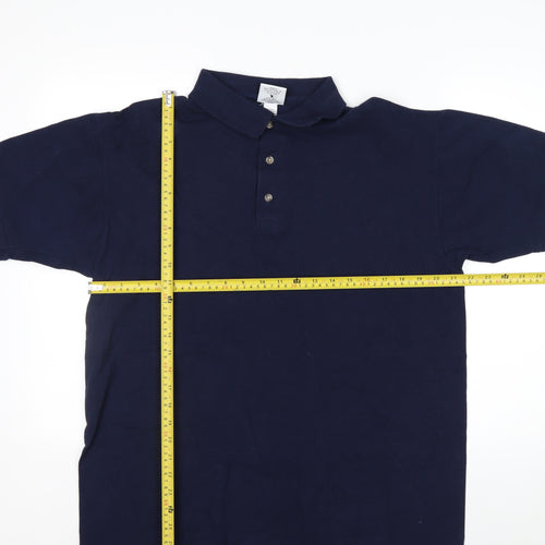 Anvil Men's Blue Short Sleeve Cotton Polo Shirt Size L