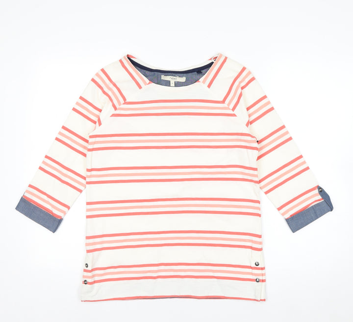 Next Women’s Multicoloured Striped 3/4 Sleeve Cotton T-Shirt Size 6